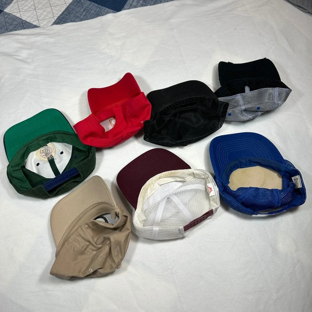 Vintage Hat Lot 7pc Harley Davidson Mazda Keystone Light USMC Trucker Caps